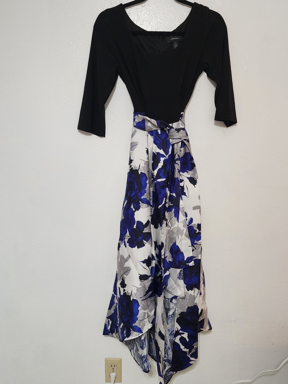 Size 6 - R&M Richards Black and blue Floral high-Low Dress